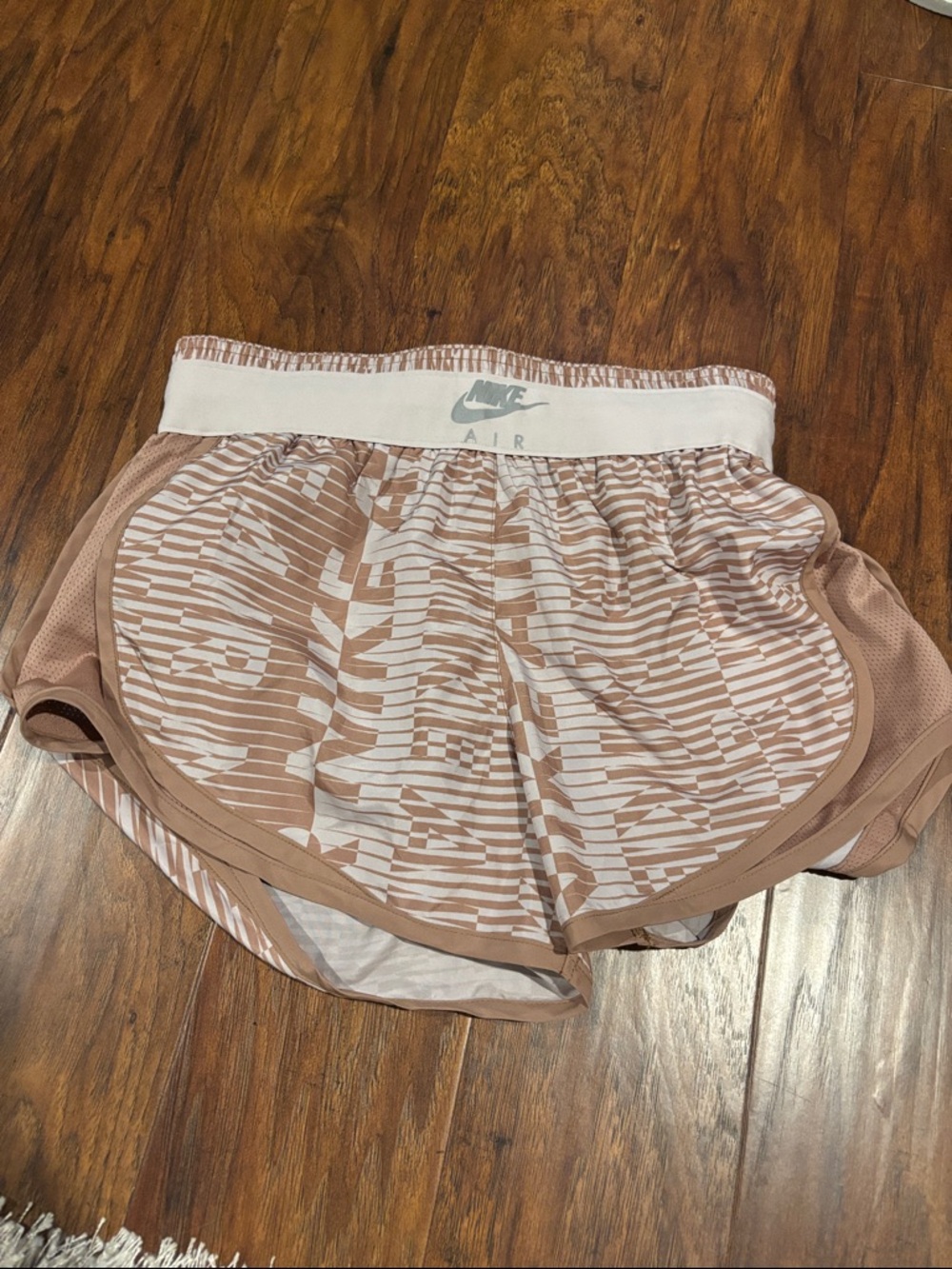 Nike Air Tan and Beige Striped Running Shorts